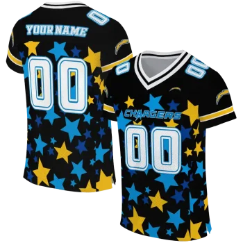 personalized los angeles chargers star cluster black jersey best selling