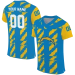 personalized los angeles chargers stripe block blue jersey best selling