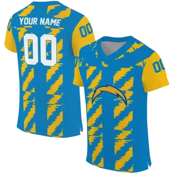 personalized los angeles chargers stripe block blue jersey best selling