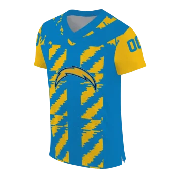 personalized los angeles chargers stripe block blue jersey fashion forward