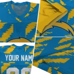 personalized los angeles chargers stripe block blue jersey best selling
