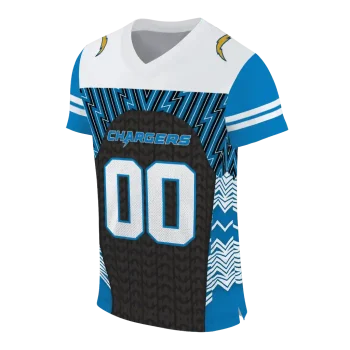 personalized los angeles chargers tire arrows blue black white jersey fashion forward