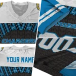 personalized los angeles chargers tire arrows blue black white jersey best selling