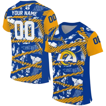personalized los angeles rams camo shatter blue jersey best selling