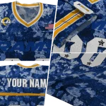 personalized los angeles rams camouflage abstract blue jersey best selling