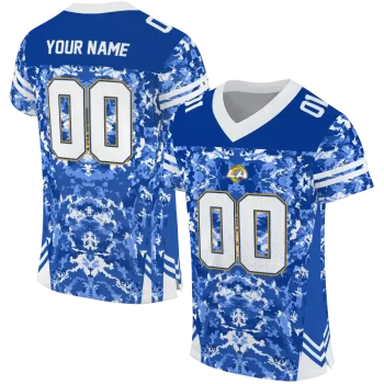 personalized los angeles rams mirrored pattern blue jersey best selling