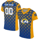 personalized los angeles rams stacked rectangle blue jersey best selling