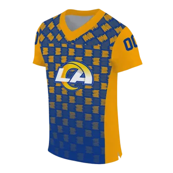 personalized los angeles rams stacked rectangle blue jersey fashion forward