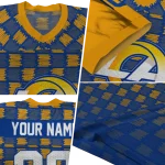 personalized los angeles rams stacked rectangle blue jersey best selling