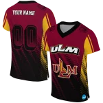 personalized louisiana monroe warhawks halftone flow red black jersey best selling