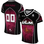 personalized louisiana monroe warhawks halftone slant red black jersey best selling