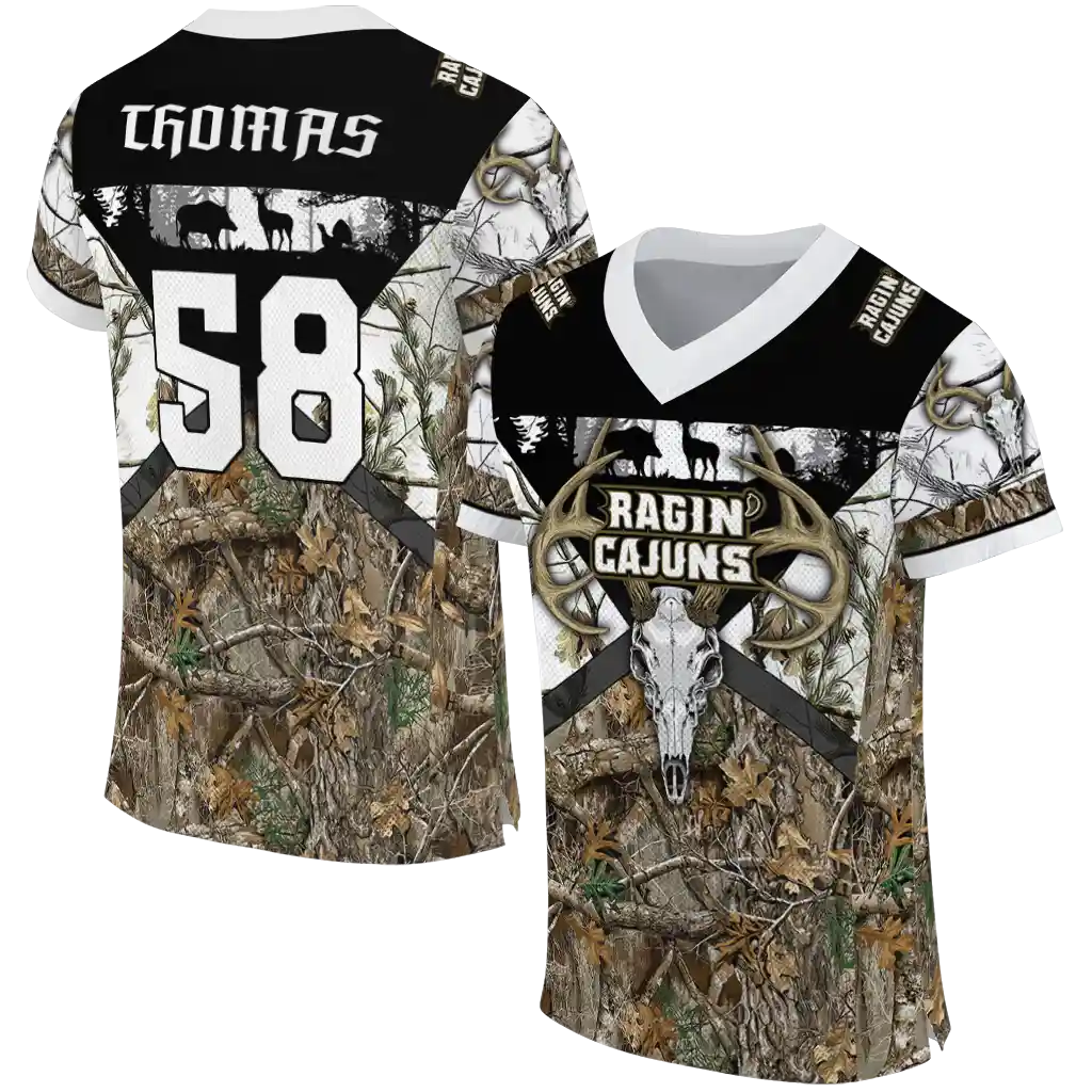 personalized louisiana ragin cajuns antler skull camouflage hunting jersey best selling personalized louisiana ragin cajuns antler skull camouflage hunting jersey best selling