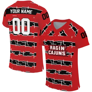 personalized louisiana ragin cajuns layered grids red jersey best selling