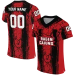 personalized louisiana ragin cajuns rugged stripes red jersey best selling