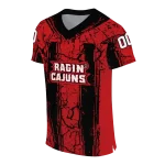 personalized louisiana ragin cajuns rugged stripes red jersey best selling