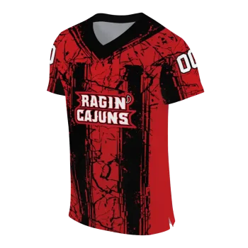 personalized louisiana ragin cajuns rugged stripes red jersey fashion forward