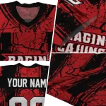 personalized louisiana ragin cajuns rugged stripes red jersey best selling