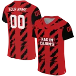 personalized louisiana ragin cajuns stripe block red jersey best selling