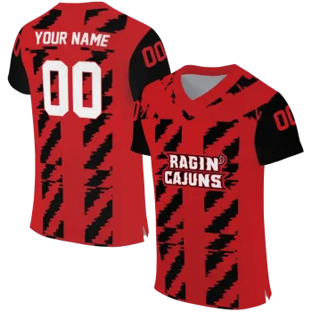 personalized louisiana ragin cajuns stripe block red jersey best selling