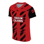 personalized louisiana ragin cajuns stripe block red jersey best selling