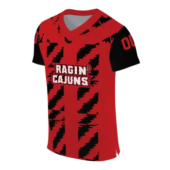 personalized louisiana ragin cajuns stripe block red jersey fashion forward