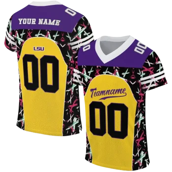 personalized lsu tigers brushstroke xs gold black jersey best selling