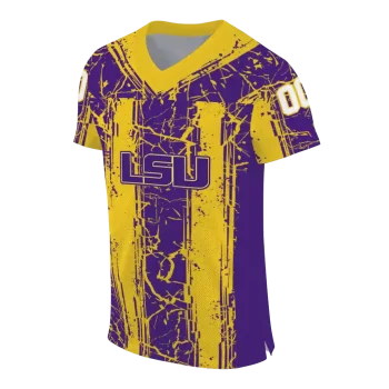personalized lsu tigers rugged stripes purple jersey fashion forward