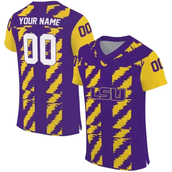 personalized lsu tigers stripe block purple jersey best selling