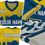 personalized marquette golden eagles dripping flames blue white jersey best selling