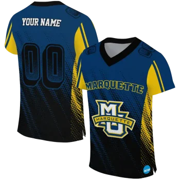 personalized marquette golden eagles halftone flow blue black jersey best selling