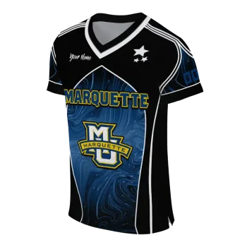 personalized marquette golden eagles halftone slant blue black jersey fashion forward