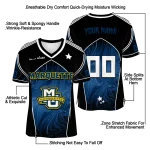personalized marquette golden eagles halftone slant blue black jersey best selling
