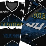 personalized marquette golden eagles halftone slant blue black jersey best selling