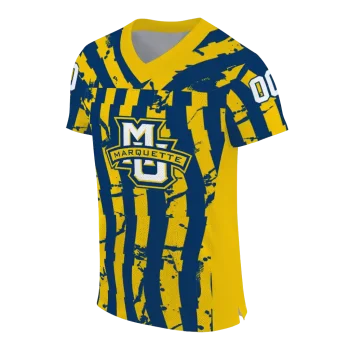 personalized marquette golden eagles stripe splatter blue jersey fashion forward