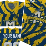 personalized marquette golden eagles stripe splatter blue jersey best selling