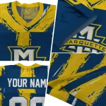 personalized marquette golden eagles striped texture blue jersey best selling