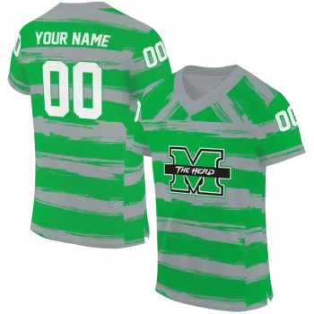 personalized marshall thundering herd art stripe green jersey best selling