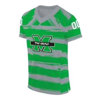personalized marshall thundering herd art stripe green jersey fashion forward