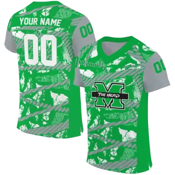 personalized marshall thundering herd camo shatter green jersey best selling