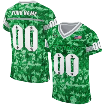 personalized marshall thundering herd camouflage abstract green jersey best selling