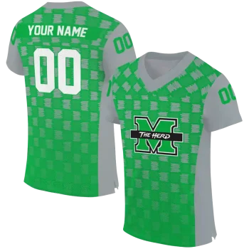 personalized marshall thundering herd stacked rectangle green jersey best selling