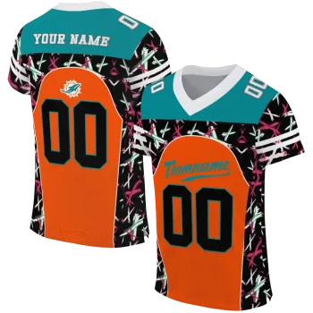 personalized miami dolphins brushstroke xs orange black jersey best selling