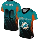 personalized miami dolphins halftone fade aqua black jersey best selling