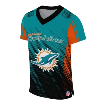 personalized miami dolphins halftone fade aqua black jersey fashion forward