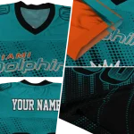 personalized miami dolphins halftone fade aqua black jersey best selling