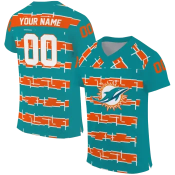 personalized miami dolphins layered grids aqua jersey best selling