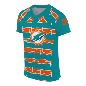 personalized miami dolphins layered grids aqua jersey fashion forward