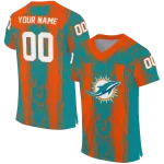 personalized miami dolphins rugged stripes aqua jersey best selling