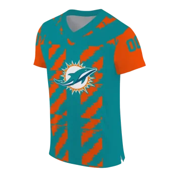 personalized miami dolphins stripe block aqua jersey fashion forward