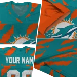 personalized miami dolphins stripe block aqua jersey best selling
